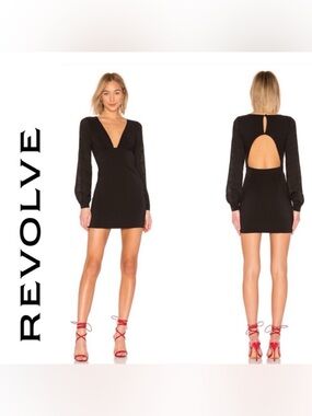 REVOLVE Privacy Please Copeland Black Long Balloon Sleeve Mini Dress Open Back